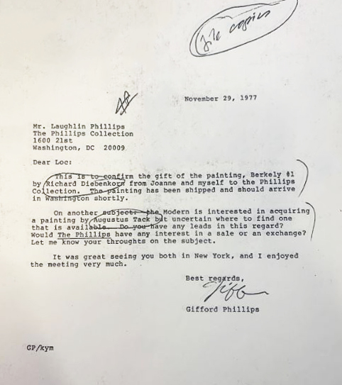 Letter from Gifford Phillips to Laughlin Phillips